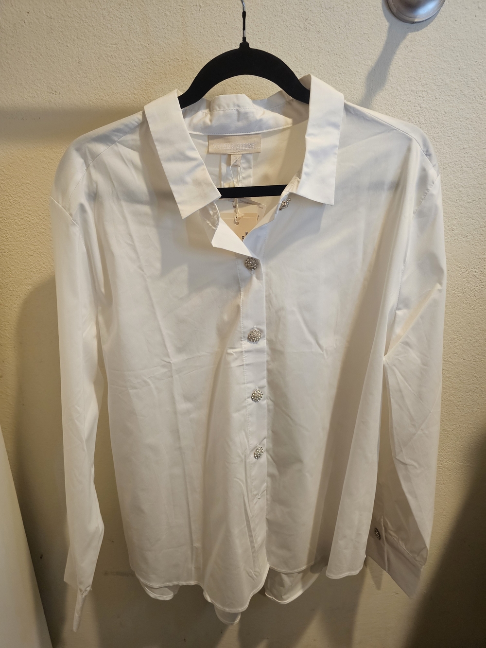 grand & greene White Button-Front Dress Shirt with Decorative Buttons